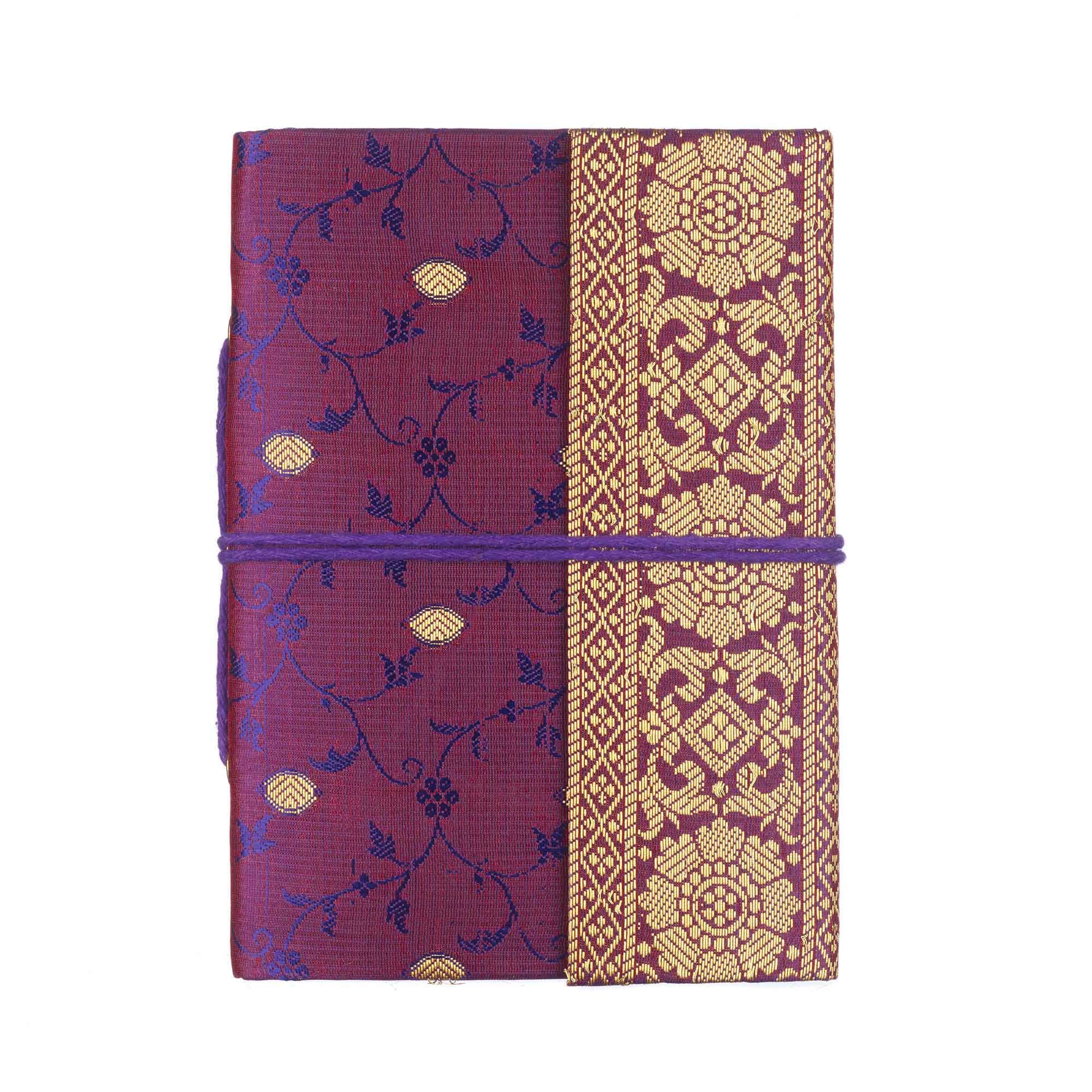 Paper High Handmade Sari Notebook - Medium 11 x 16cm - Purple - Unlined Recycled Paper - Pocket Notebook and Diary - Indian Stationery Gift