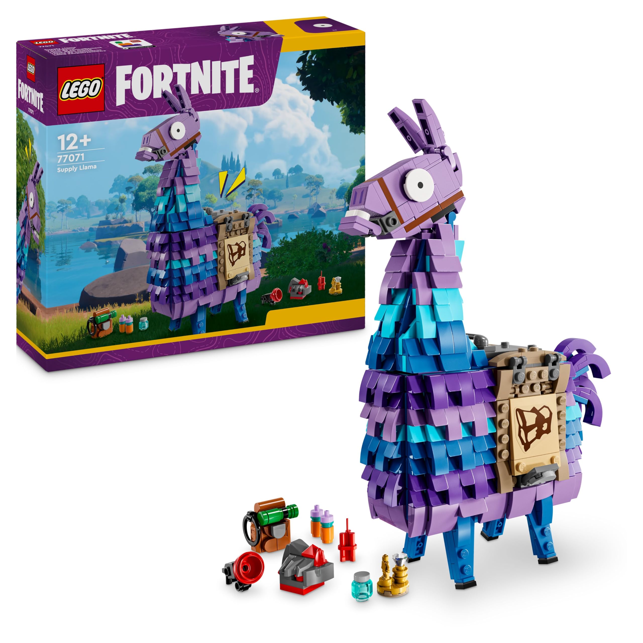LEGO Fortnite Vorratslama Spielzeug - Spielfigur zum Bauen & Sammeln aus Videospiel - Zubehör wie Schlürfsaft - Gaming Spielset - Gamer Geschenk für Jungen, Mädchen und Teenager ab 12 Jahren - 77071