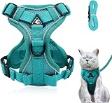 Grantop Cat Harness and Lead Set Adjustable Reflective Lake Blue M