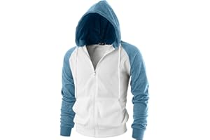 GIVON Men's Zip Up Hoodie Lightweight Baseball Raglan Hooded Sweatshirt
