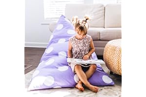 Butterfly Craze Bean Bag Chair Cover - Stuffed Animal Storage Seat - Kids Lounger & Toddler Chair - Washable Canvas & Triangular Bean Bag Cover - Extra Large, Purple Polka Dots, Cotton Canvas