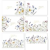 Gooji 4x6 Meadow Bloom Floral Thank You Cards with Envelopes, Bridal Shower, Wedding, Baby Shower, Birthday, Baptism, Small Business (Bulk 20 Pack) Botanical Watercolor