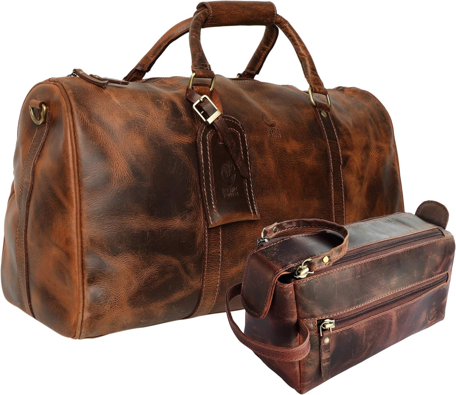 Leather Duffel Bag & Toiletry Bag Combo The Best