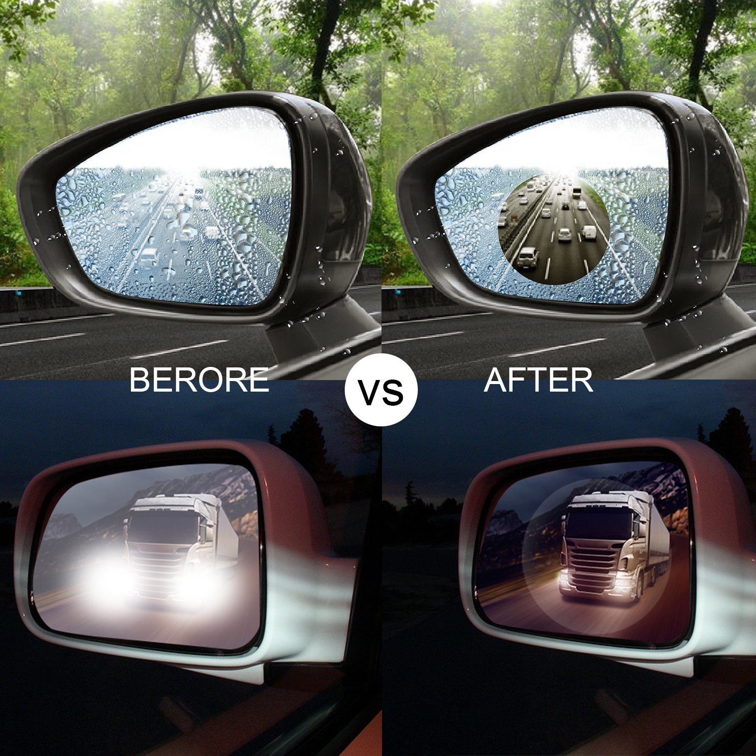 cartaoo Car Rearview Mirror Anti-Fog Waterproof Film Nano Coating Rainproof Rearview Mirror Window Protective Film Pack of 2