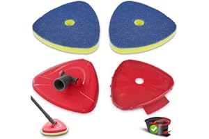 Spin Mop Head Refill for Vileda EasyWring 1 Tank, 2 Magic Scrubber Sponge Brushes Head Replacement with 1 Base and 1 Connecto
