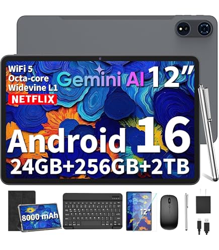 Amazon.com: 2026 12 Inch Large Tablet, Android 16 Tablet with