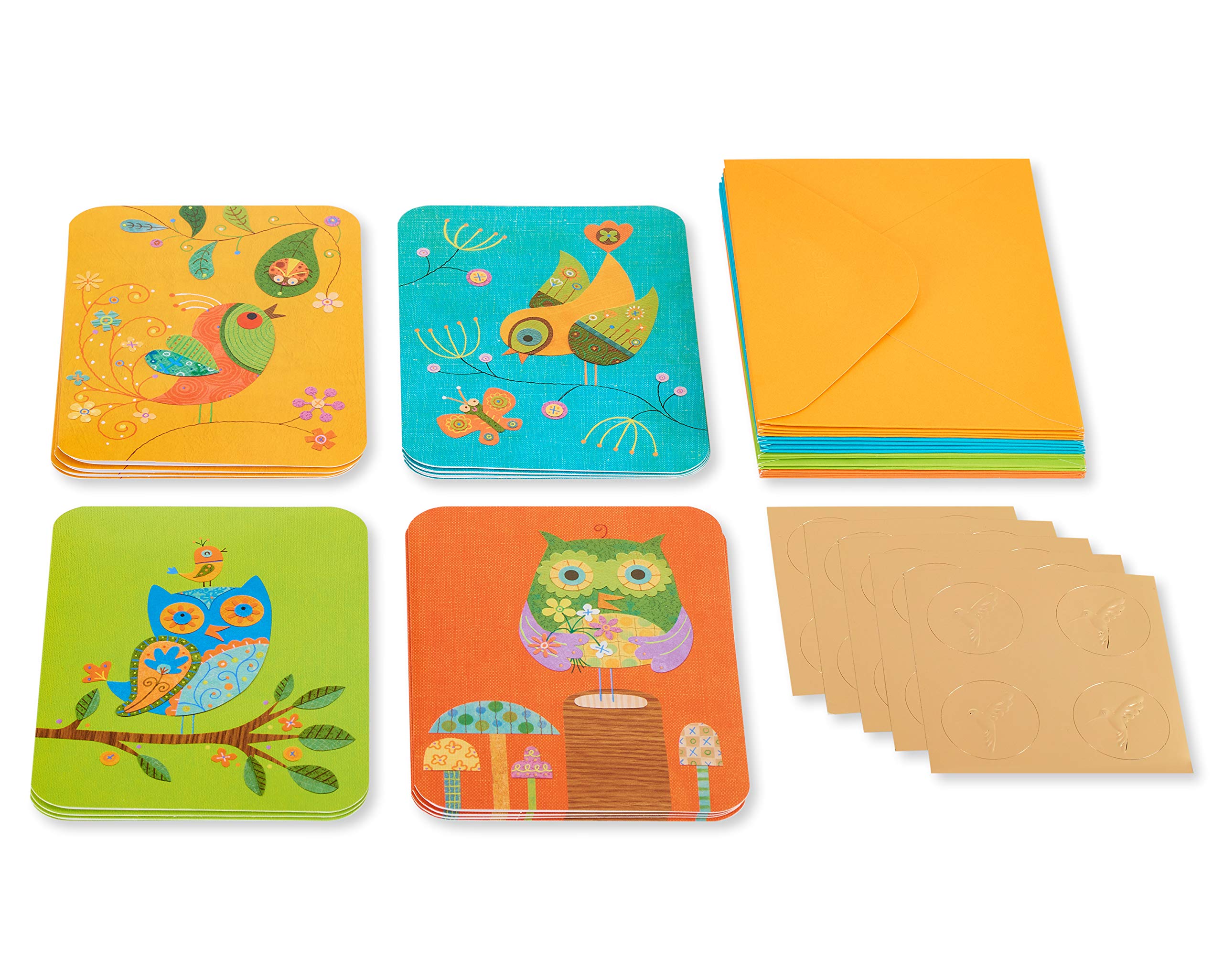 Papyrus Blank Cards with Envelopes, Owls and Birds (20-Count)