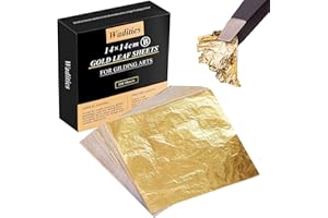 Wadities 100pcs Imitation Gold Leaf Sheets, 14 x 14 cm Gold Foil Multipurpose Gold Leaf for Nail, Art & DIY Project, Picture Frame, Home Wall, Interior and Multi Artistic Decoration