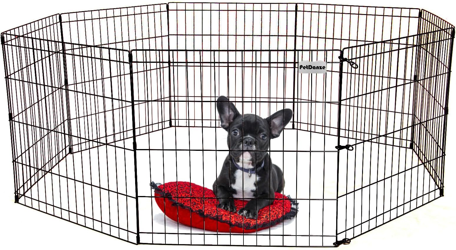 PetDanze Dog Puppy Playpen Pen 24" Height | Indoor Outdoor Exercise Outside Play Yard | Pet Small Animal Puppies Portable Foldable Fence Enclosures | 8 Panel Metal Wire, Black