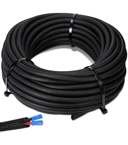 Best Connections 100 Ft 3/8" Split Wire Loom Tubing + 100-Pack 4" Nylon Cable Zip Ties