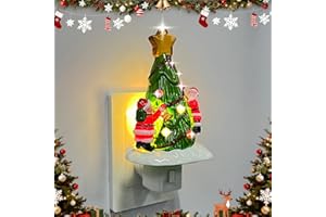 CONSDEMY 2025 Christmas Tree Night Light Plug into Wall - 120V Christmas Night Light Plug in with Snowman & Santa - Vintage Christmas Night Lights Lamp as Home Decor - Gifts for Family & Friends (Climbing)