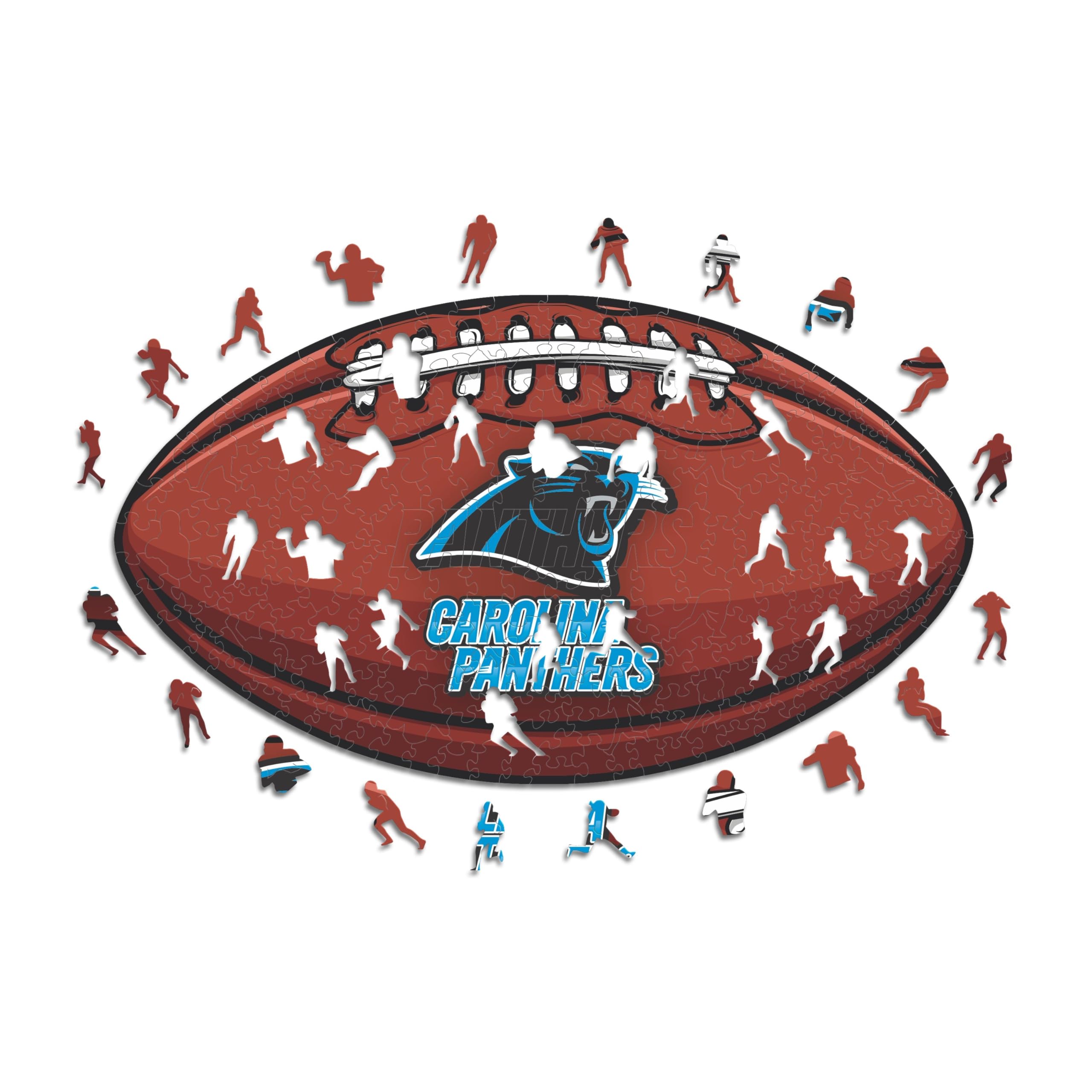 Iconic Puzzles, Carolina Panthers Crest, 100% eco-sustainable wooden puzzle with official license NFL, size S, 150 pieces