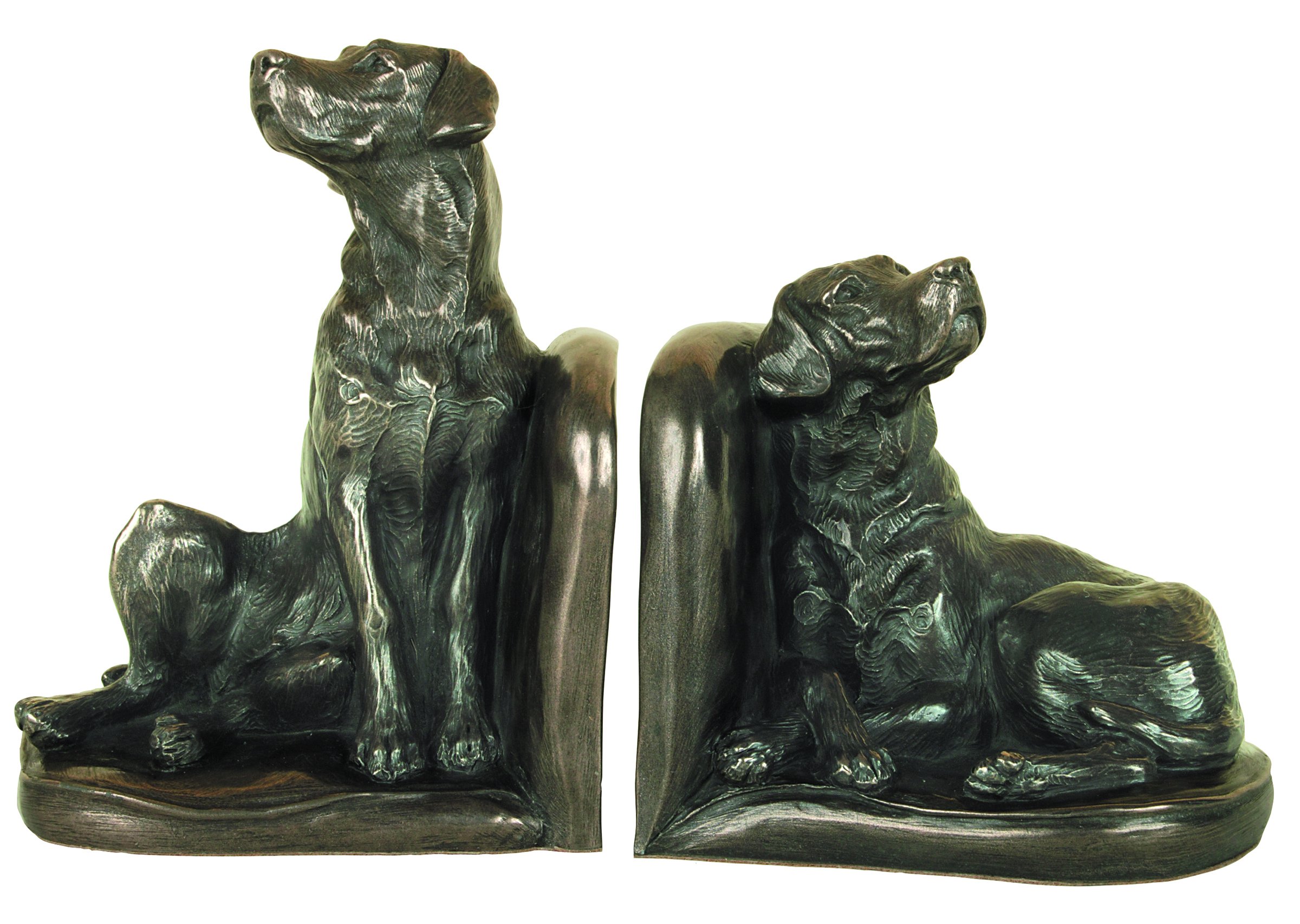 A beautiful pair of Labrador bookends in cold cast bronze