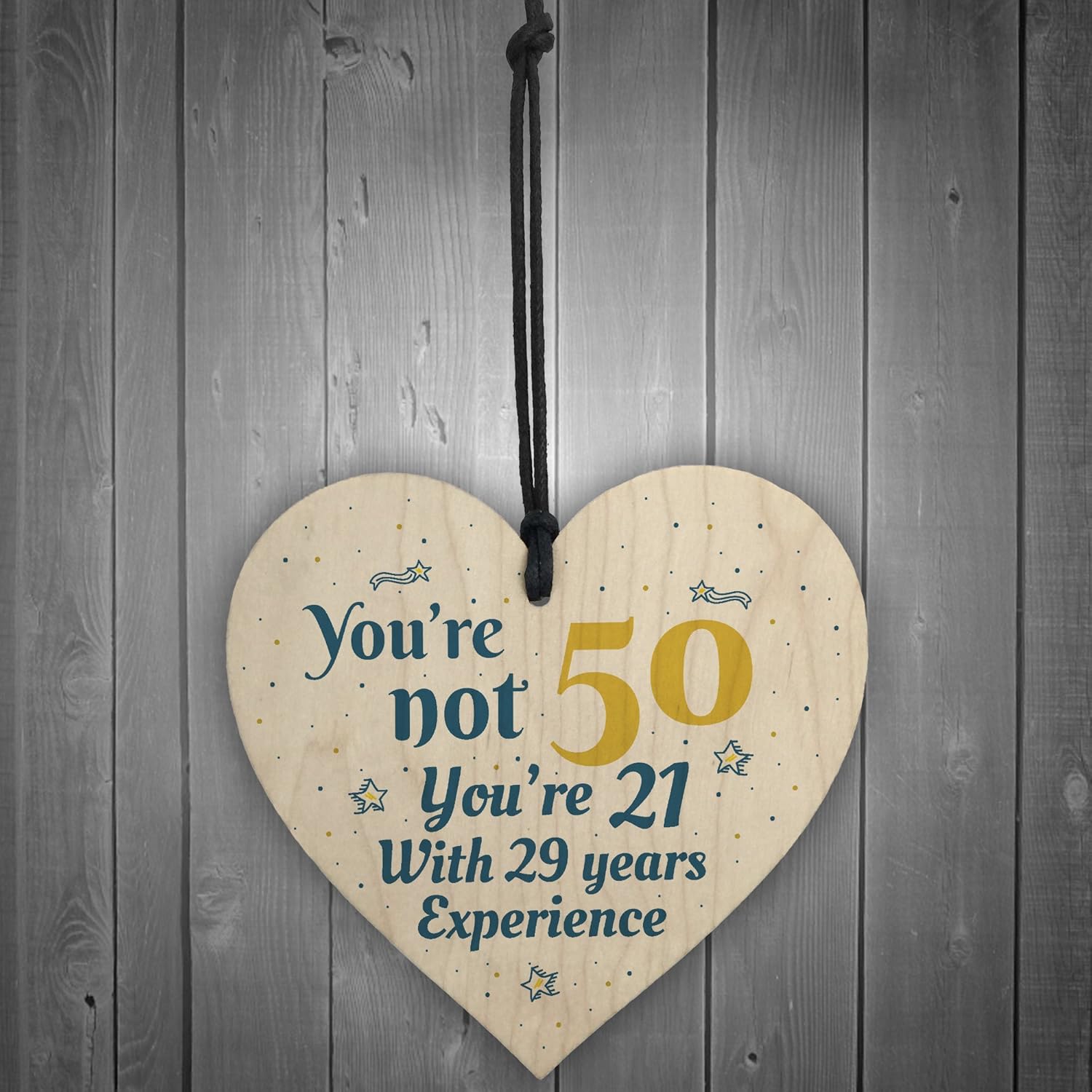 RED OCEAN 50th Birthday Gift Wooden Heart 50 For Dad Mum Sister Friend Funny Sign Keepsake - Image 3