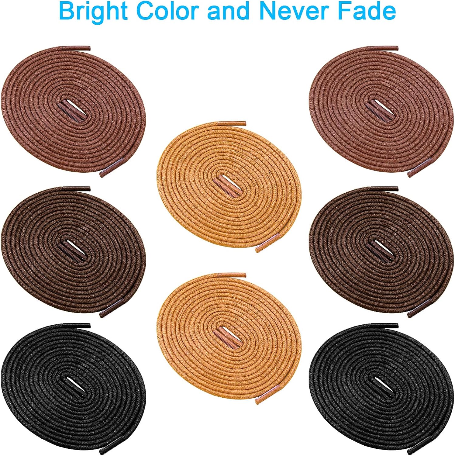 DIFFWAY 8 Pairs of Dress Shoe Laces, Premium Round Colored Waxed Shoelaces of Oxford Shoes for Men and Women: Shoes