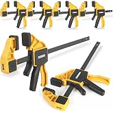EQUIPTZ 6 Pack Bar Clamps for Woodworking – 2 Pcs 12" & 4 Pcs 6" Quick Grip Clamps Set with 150 lbs Force – Wood Clamps for G