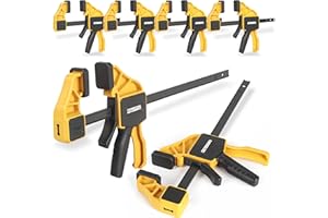 EQUIPTZ 6 Pack Bar Clamps for Woodworking – 2 Pcs 12" & 4 Pcs 6" Quick Grip Clamps Set with 150 lbs Force – Wood Clamps for Gluing, Carpentry, DIY, and Metalworking (Combo Sizes, 6 Pack)
