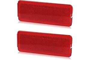 HERCOO Premium Interior Door Reflectors Red Front & Rear Reflector Light Cover Compatible with Ford Excursion 2000-2005, F250 F350 F450 F550 Super Duty 1999-2007, Pack of 2