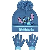 Disney Stitch Hat And Gloves For Girls | Girls Hat Set | Kids Hats And Gloves Sets | One Size Blue