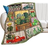 reoqeosy Cactus Blanket Botanical Plant Throw Blankets Cozy Plush Flannel Cactus Lovers Blanket Gifts for Girls Boys Women Men 50"x40"