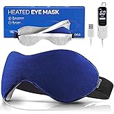 Ezona Heated Eye Mask, Warm Eye Compress Mask for Dry Eyes, USB Electric Eye Heating Pad with Temperature & Timer Control, Dry Eye Mask for Blepharitis, Sinus Migraine (Indigo)