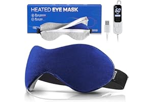 Ezona Heated Eye Mask, Warm Eye Compress Mask for Dry Eyes, USB Electric Eye Heating Pad with Temperature & Timer Control, Dry Eye Mask for Blepharitis, Sinus Migraine (Indigo)