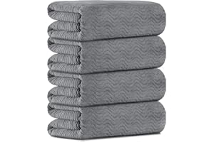 Junsey Bathroom Towels Set of 4, Oversized Bath Towels Extra Large 35x70 Inch Shower Towels Highly Absorbent Quick Dry Towel Textured Soft Bath Sheet Towels for Adults Fitness Camping Spa Grey