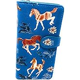 Shag Wear Horse Play Large Wallet for Women and Teen Girls Vegan Faux Leather Teal 7"