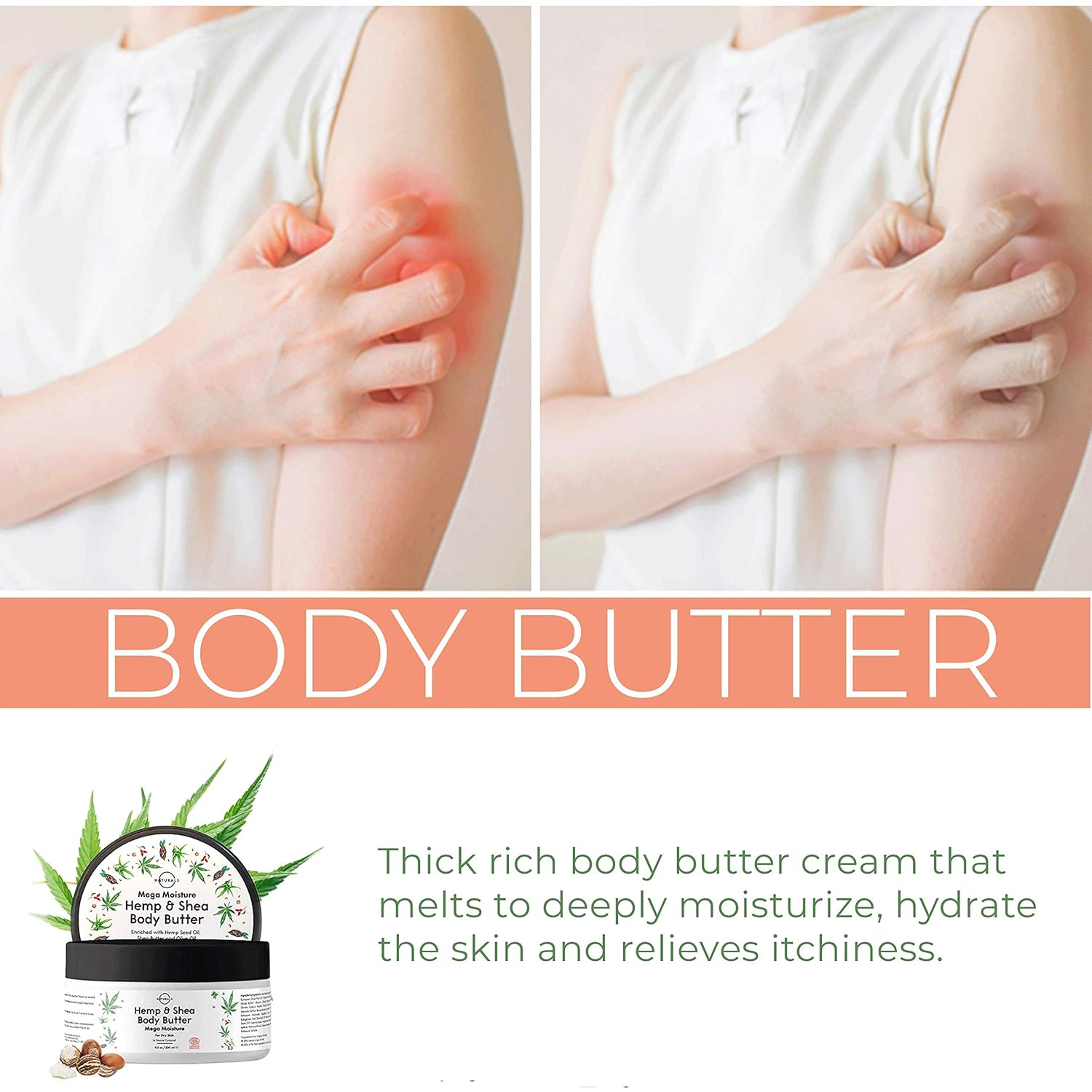 O Naturals Organic Moisturizing Body Lotion Hemp Cream with Shea Body Butter. Rose Hip Oil Cellulite Cream Vitamin E Jojoba Oil Scar & Stretch Mark Remover Dry Skin Hydrating Legs Massage Cream 250ml : Beauty