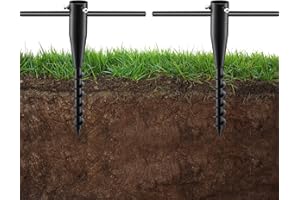 DAKEPOLE Beach Umbrella Sand Anchor 2Pack, Heavy Duty Metal in Ground Umbrella Holder Base, No Dig Screw in Umbrella Anchor for Beach Umbrella, Flag, Fishing Rod, Outdoor Patio Grass Sand