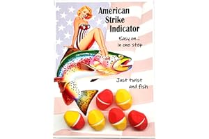 SERIOUS ANGLER American Strike Indicator Fly Fishing Float. Unified Design. No Need to take Apart: Just Insert Line, Twist and Fish. Zero Parts to Drop and Lose. Tactile Finger-Grip Shape. Red and Yellow 6 pack