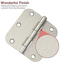 36 Pack Rounded Brushed Nickel Door Hinges 3.5 Inch