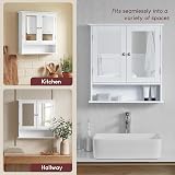 Bath Vida Priano 2 Door Mirrored Wall Cabinet White MDF 58x56x13 cm view 5