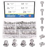 Glarks 80Sets/160Pcs M5 M6 Cage Nuts and Screws Set, Square Hole Hardware Cage Nuts &amp; Mounting Screws Washers for Server Rack and Cabinet (M5 x 16mm, M5 x 20mm, M6 x 16mm, M6 x 20mm)