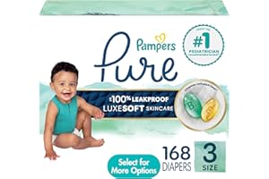 Pampers Pure Protection Diapers - Size 3, 168 Count, Hypoallergenic Unscented Disposable Baby Diapers