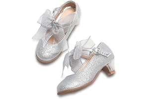 THEE BRON Girls Dress Shoes Mary Jane Heels Princess Wedding Party Pumps