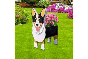 strolfay Concepts Welsh Corgi Dog Planter Plant Pots,Cute Dog Flower Planter,Gifts for Pet Lovers,Unique Animal Plant Pots,Office,Indoor Outdoor Garden Decor(9.45 * 5.51 * 13.35in)