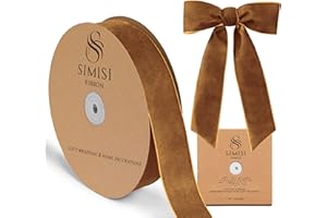 SIMISI RIBBON Copper Velvet Ribbon 1.5'' 25 Yards for Christmas Tree, Gift Wrapping, Flower Bouquet, Wreath Decorations, Bow Making