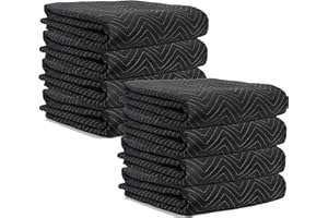 JourneyO 8 Moving & Packing Blankets - Deluxe Pro - 80" x 72" (45 lb/dz Weight) - Professional Quilted Shipping Furniture Pads Black (8 Blankets)