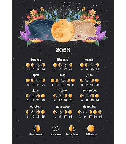 Amazon.com: 2026 Calendar – Phases of the Night Sky 11x14 Unframed