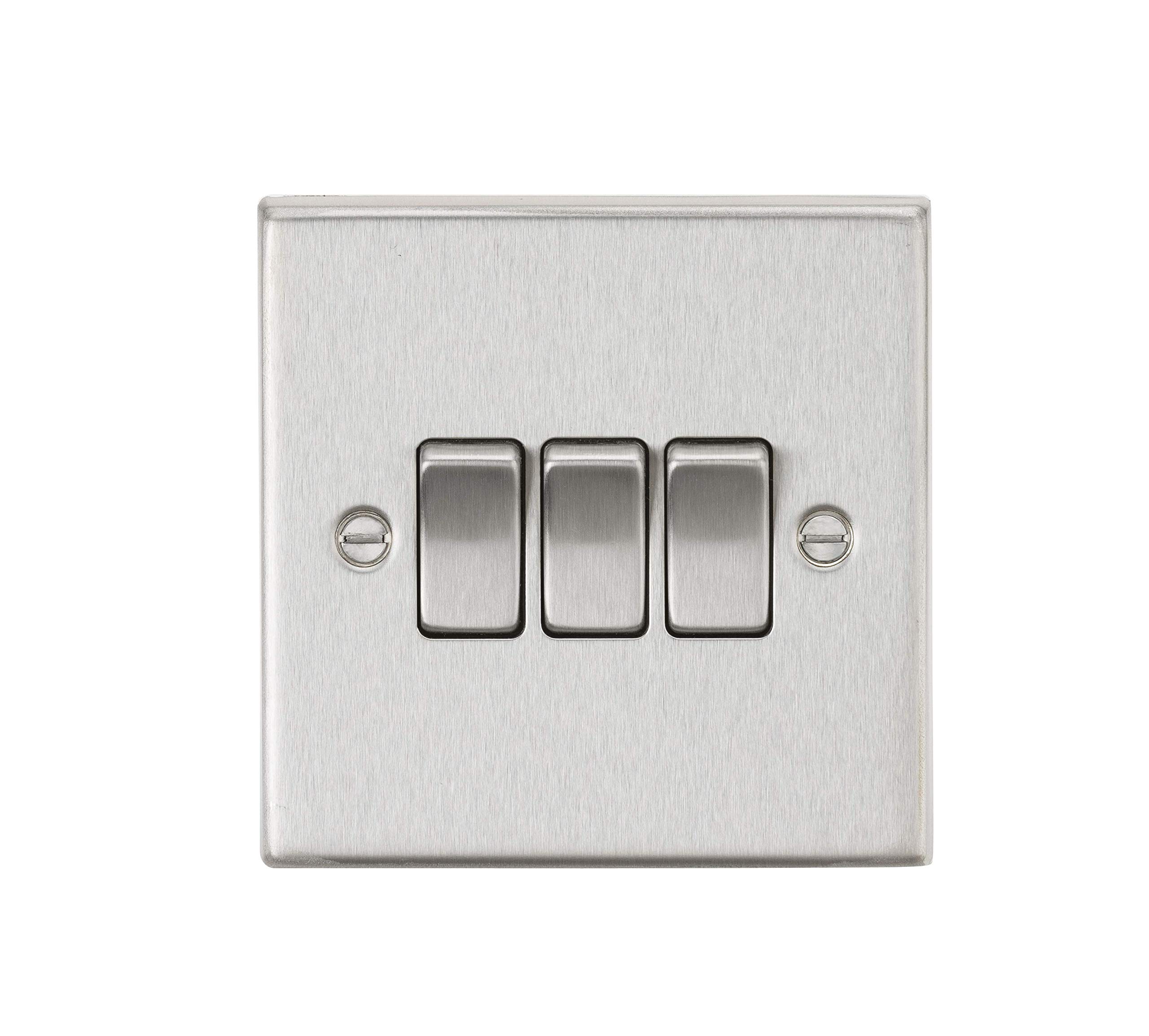 Knightsbridge CS4BC 10AX 3G 2 Way Plate Switch - Square Edge Brushed Chrome