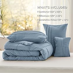 Bedsure Light Blue Twin Comforter Set - 3 Pieces