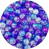 Jmassyang 300 Pieces 8mm Acrylic Crackle Beads Crystal Round Plastic Spacer Bead for DIY Decoration Necklaces Bracelets Earrings Jewelry Making(Rose Red-Blue)