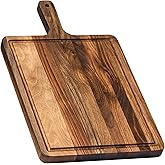 Premium American Dark Walnut Wood Cutting and Serving Board with Handle - Charcuterie Wooden Board - Durable, Stylish, and Versatile - Juice Groove - 16x9x0.8 in - Woodie Poppins