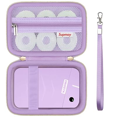 Supmay Carrying Case for ORGSTA S001 / for ORGBRO X1 Label Maker Machine, Portable Bluetooth Label Maker Storage Holder Bag with Mesh Pocket for Tapes, Typ-C Cable, Purple
