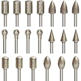 Diamond Drill Grinding Bit Set, Stone Carving Rotary Tools Polishing Kits Diamond-Coated with 1/8-inch Shank Universal Fitment for Stone Glass Ceramics