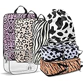 Travel Animal Skin Print Compression Packing Cubes Set - Slim-Fold Packing Organizers -Travel Essential Bag for Clothes Shoes Cosmetics Toiletry 7 Piece