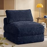 VASAGLE Folding Sofa Bed, Convertible Chair Bed with Pillow, Sleeper Chair | Foldable Couch with Back Support, Boneless Chair, Comfy Floor Sofa for Bedroom, Gray Blue, CAMILA Collection ULCS211Q101S