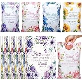 Pasimy 100 Pieces Christian Gift Bags Bulk 11.8 x 7.9 Inch Plastic Religious Flower Treat Bags with Handles for Bible Verse Scripture Floral Tea Party Favors Candy Goodie Packing Supplies, 4 Styles
