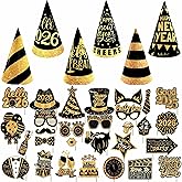 36 Pieces, New Years Eve Hats and New Years Photo Booth Props Set - New Year Photo Booth Props, New Years Decorations 2026, New Years Eve Party Supplies 2026, Little DIY